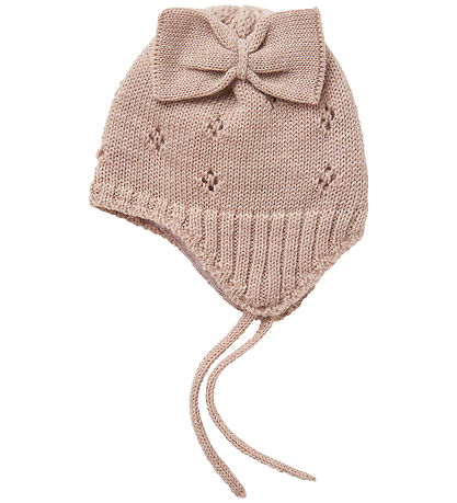 Name It Baby Hat - Wool - Knitted - NbfWrilla - Shadow Gray/Bow