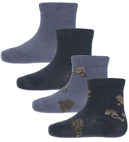 Name It Sokkar - Ull/Bómull - 4 Pakki - NbmWak - Folkstone Grey/