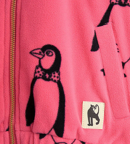 Mini Rodini Flísjakki - Penguin - Bleikt