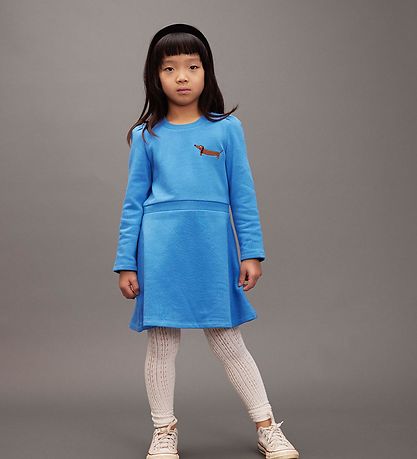 Mini Rodini Kleid - Sweat - Dog - Blau