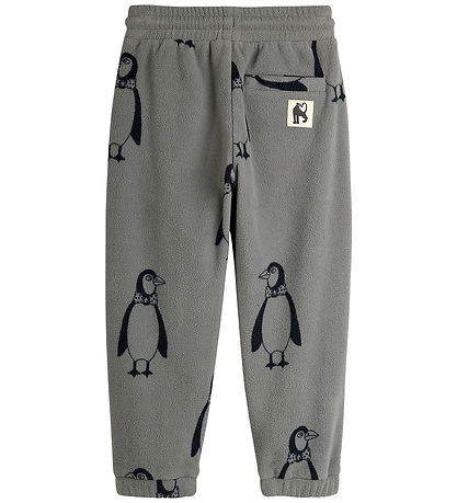 Mini Rodini Fleecebroek - Penguin - Grijs