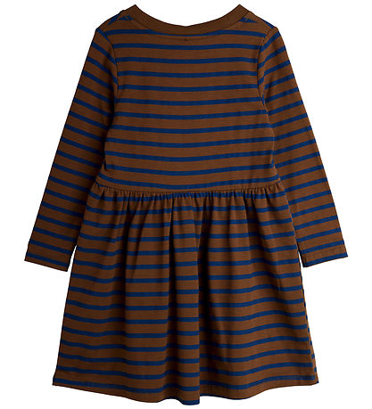 Mini Rodini Klänning - Stripe Bird Patch - Brun/Blå