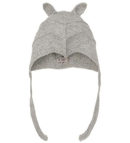 Huttelihut Babyhjälm m. Öron - Alpackaull - Stickad - Gråmelerad