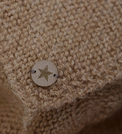 Huttelihut Baby Hat w. Pom-Pom - Alpaca wool - Knitted - Camel M