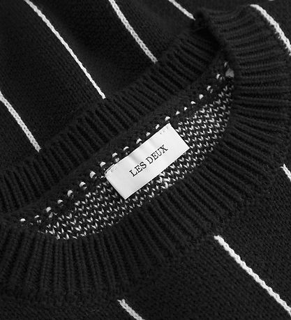 Les Deux Blússa - Prjónað - Gaston Jacquard-röndótt - Black
