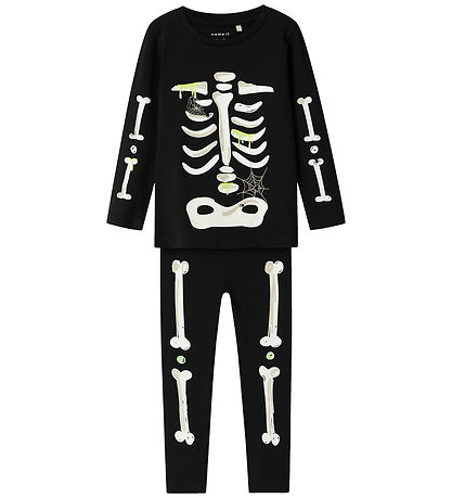 Name It Pyjama Set - 2 Parts - Glow In The Dark - NmnOwen - Blac