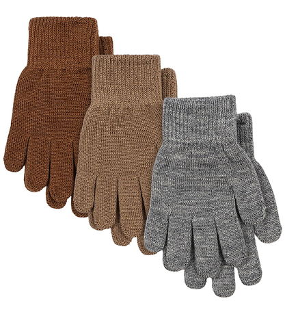 Konges Sløjd Hanskar - Ull/Akrýl - Filla - 3 Pakki - Grey Melang