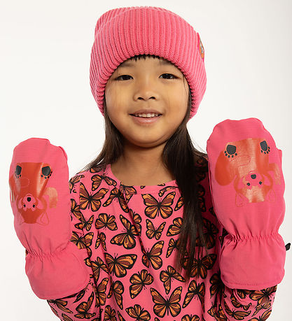 DYR-Cph Mittens w. Fleece - DYRPaw - Spicy Pink Red Peace Panda