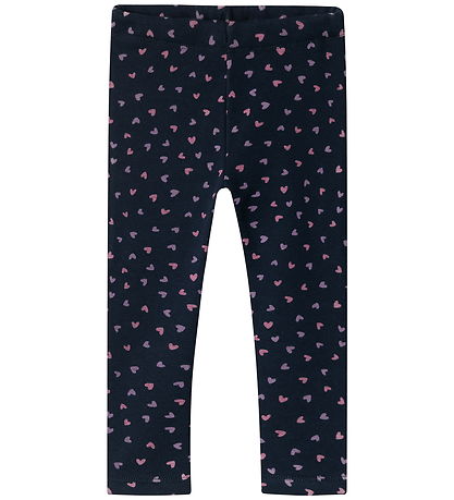 Name It Leggings w. Fleece - NmfDavina - Dark Sapphire/Heart AOP