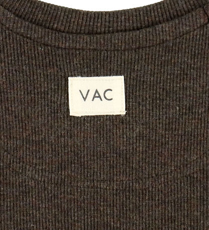 VACVAC Bluse - Scharlachrot - Rib - Dark Brown Melange