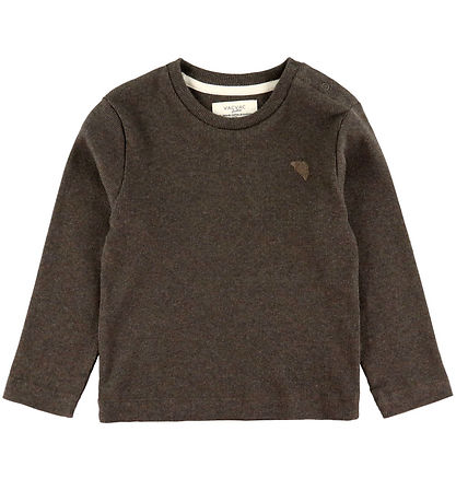 VACVAC Bluse - Scharlachrot - Rib - Dark Brown Melange