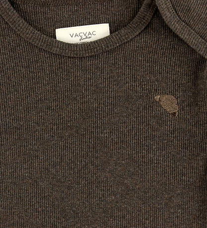 VACVAC Body l/ä - Scharlachrot - Rib - Dark Brown Melange