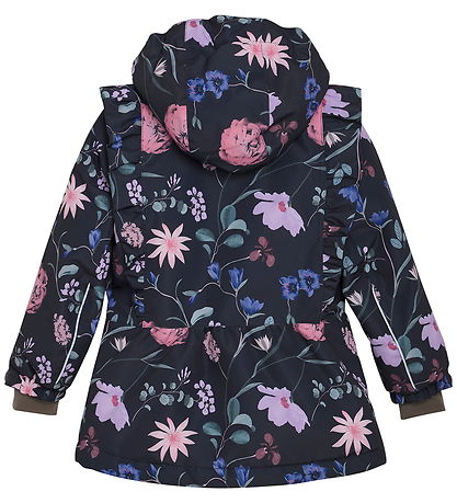 En Fant Winterjacke - m. Teddy - Rüschen - AOP - Ebony