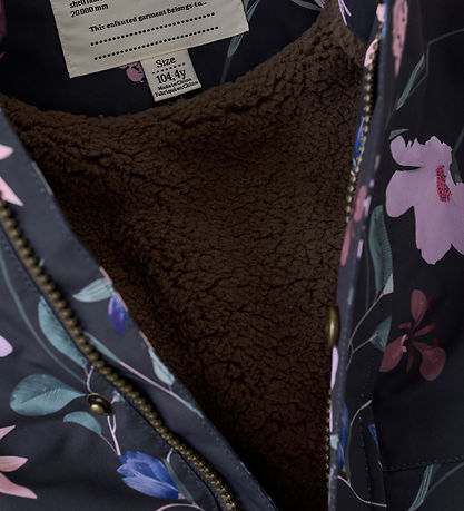 En Fant Winterjacke - m. Teddy - Rüschen - AOP - Ebony