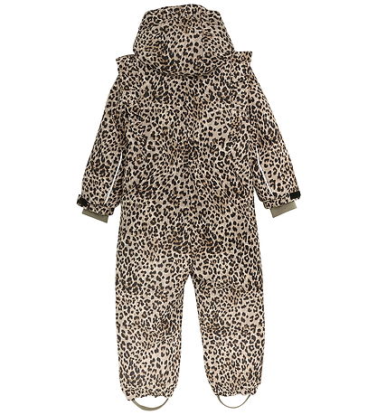 En Fant Snowsuit - w. Teddy - Frills - Pine Bark w. Leopard