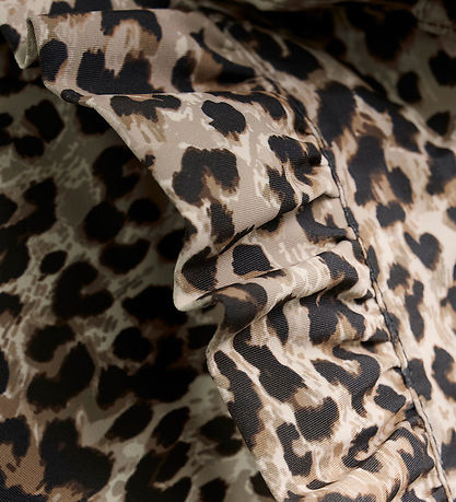 En Fant Snowsuit - w. Teddy - Frills - Pine Bark w. Leopard