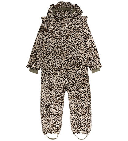 En Fant Snowsuit - w. Teddy - Frills - Pine Bark w. Leopard