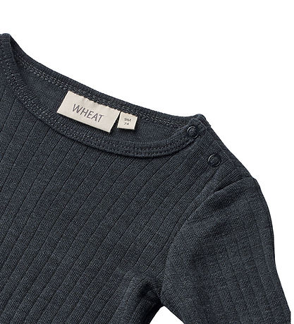 Wheat Bodysuit l/s - Wool/Silk - Liea - Navy