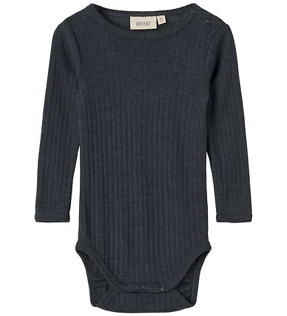 Wheat Bodysuit l/s - Wool/Silk - Liea - Navy