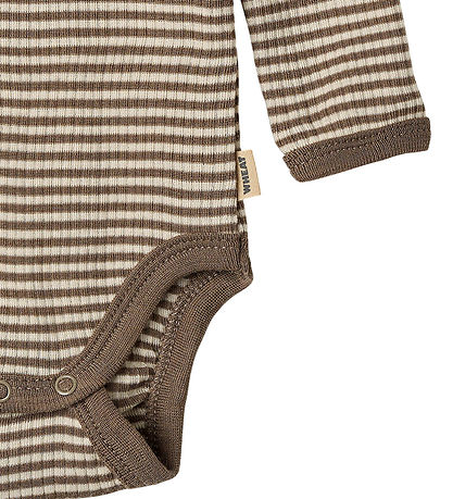 Wheat Bodysuit l/s - Wool - Rib - Lucca - Wood Stripe