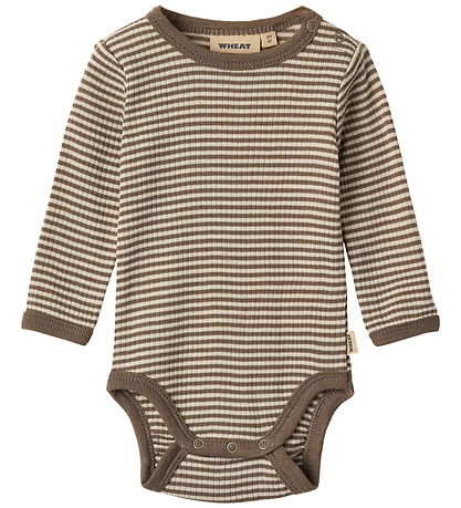 Wheat Bodysuit l/s - Wool - Rib - Lucca - Wood Stripe