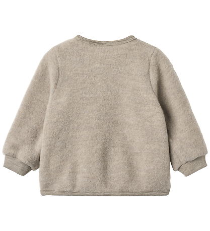 Wheat Cardigan - Wool - Fleece - Kari - Khaki Melange