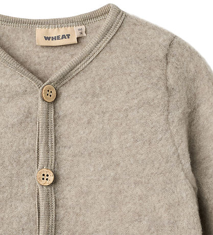 Wheat Cardigan - Wool - Fleece - Kari - Khaki Melange