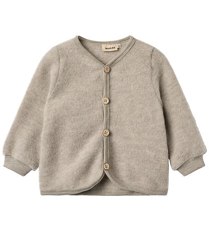 Wheat Cardigan - Wool - Fleece - Kari - Khaki Melange