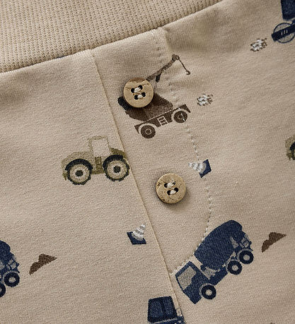 Minymo Jogginghosen - Oxford Tan m. Arbeitsmaschinen