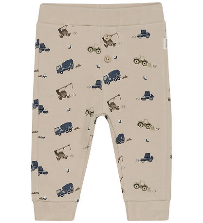 Minymo Jogginghosen - Oxford Tan m. Arbeitsmaschinen