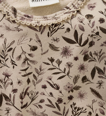 Minymo Body l/ä - Sweat - Rauchgrau m. Blumen