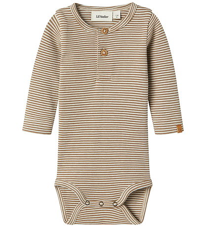 Lil' Atelier Bodysuit l/s - Slim - NbmOhio - Turtledove/Sepi Tin