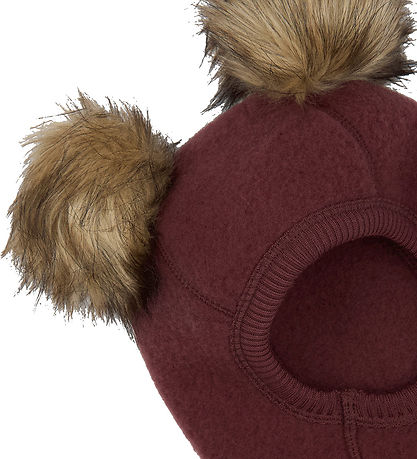 Mikk-Line Balaclava - Wool - Single Layer - Rum Raisin w. Pom-Po