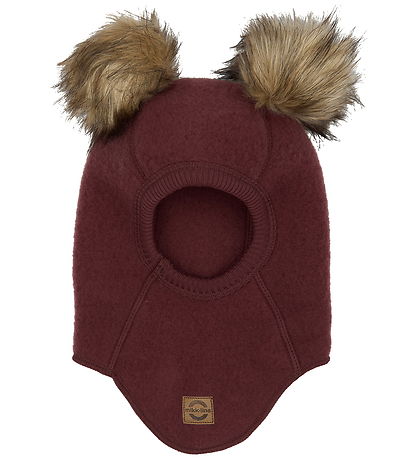 Mikk-Line Balaclava - Wool - Single Layer - Rum Raisin w. Pom-Po