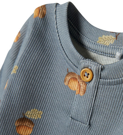 Name It Bodysuit l/s - Rib - NbmOlyan - Tradewinds w. Acorn