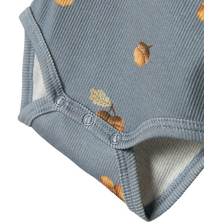 Name It Bodysuit l/s - Rib - NbmOlyan - Tradewinds w. Acorn