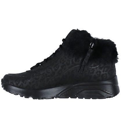 Skechers Boots - Uno Lite Cozy Leopard - Black