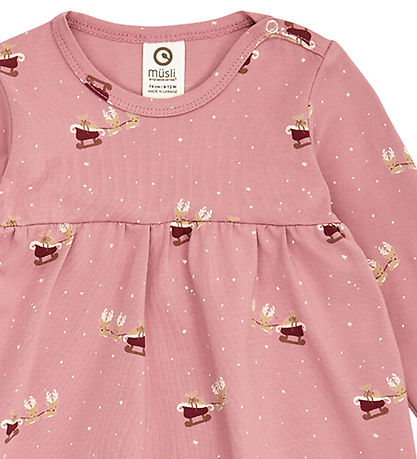Müsli Bodysuit w. Skirt l/s - Christmas - Nostalgia Rose/Caberne