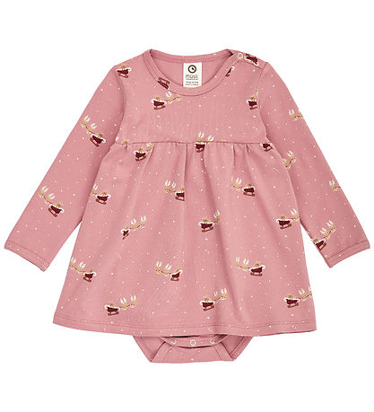Müsli Bodysuit w. Skirt l/s - Christmas - Nostalgia Rose/Caberne