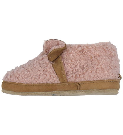 Melton Soft Sole Leather Shoes - Fuzzy Teddy - Rose Dawn