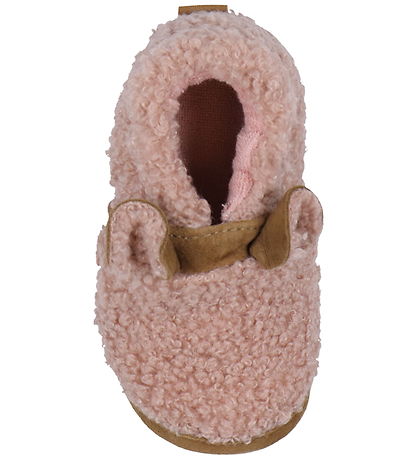 Melton Soft Sole Leather Shoes - Fuzzy Teddy - Rose Dawn