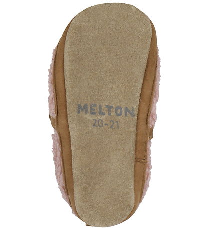 Melton Soft Sole Leather Shoes - Fuzzy Teddy - Rose Dawn