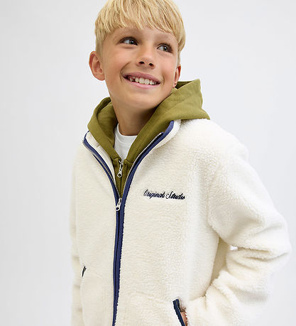 Jack & Jones Fleece Jacket - Jornorrebro - Cloud Dancer/Ocean Ca