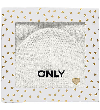 Kids Only Beanie and Scarf - Knitted - KogAvery - Cloud Dancer/G