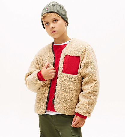 Tommy Hilfiger Fleece Jacket - Reversible Teddy - Pewter Green