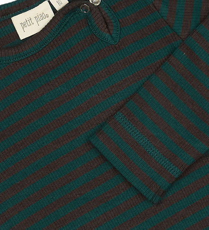 Petit Piao Samfella l/e - Rib - Modal - Dark Sea/Kaffibaun