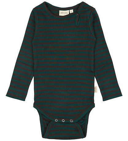 Petit Piao Samfella l/e - Rib - Modal - Dark Sea/Kaffibaun