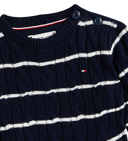 Tommy Hilfiger Bluse - Strick - Zopfmuster - Dark Nacht Navy Str