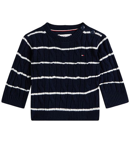 Tommy Hilfiger Bluse - Strick - Zopfmuster - Dark Nacht Navy Str