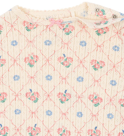 Konges Sløjd Bodysuit l/s - Rib - Minnie - Fleur Decor w. Pointe